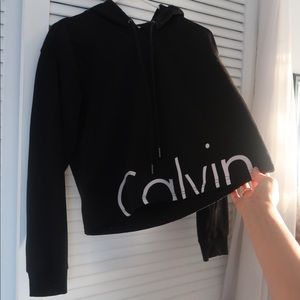 Calvin Klein black sweatshirt hoodie crop